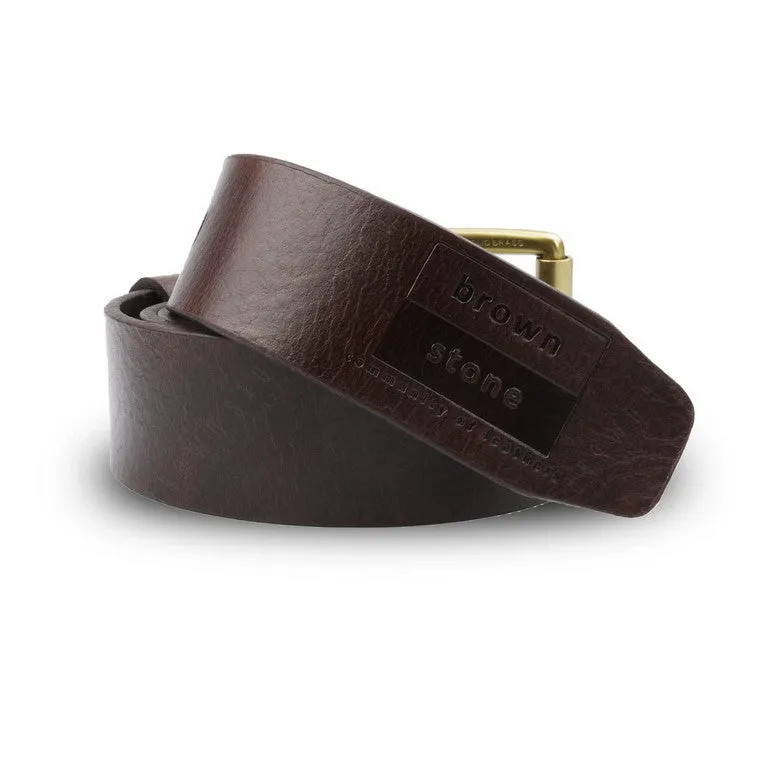 Full Grain Genuine Leather Belt - Milano Dark Brown Belt Solid Brass Roller Buckle