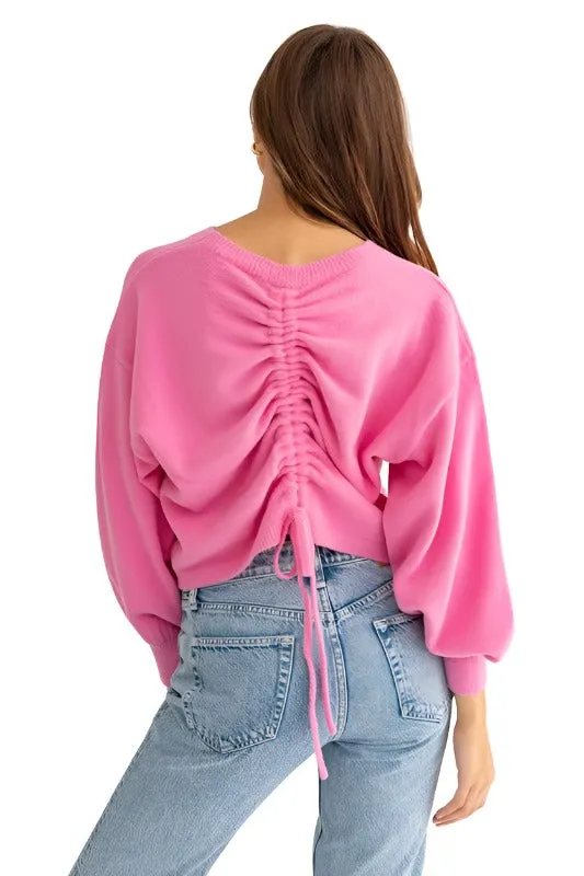 Fuzzy Sweater with Back Ruching