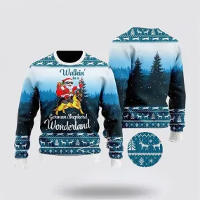 German Shepherd & Santa Wonderland Ugly Christmas Sweater For Men And Women, Gift For Christmas, Best Winter Christmas Outfit