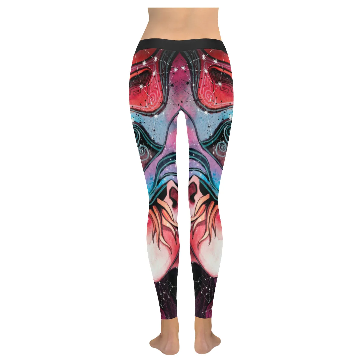 girl in the mask of a lion Women's Low Rise Leggings (Invisible Stitch)