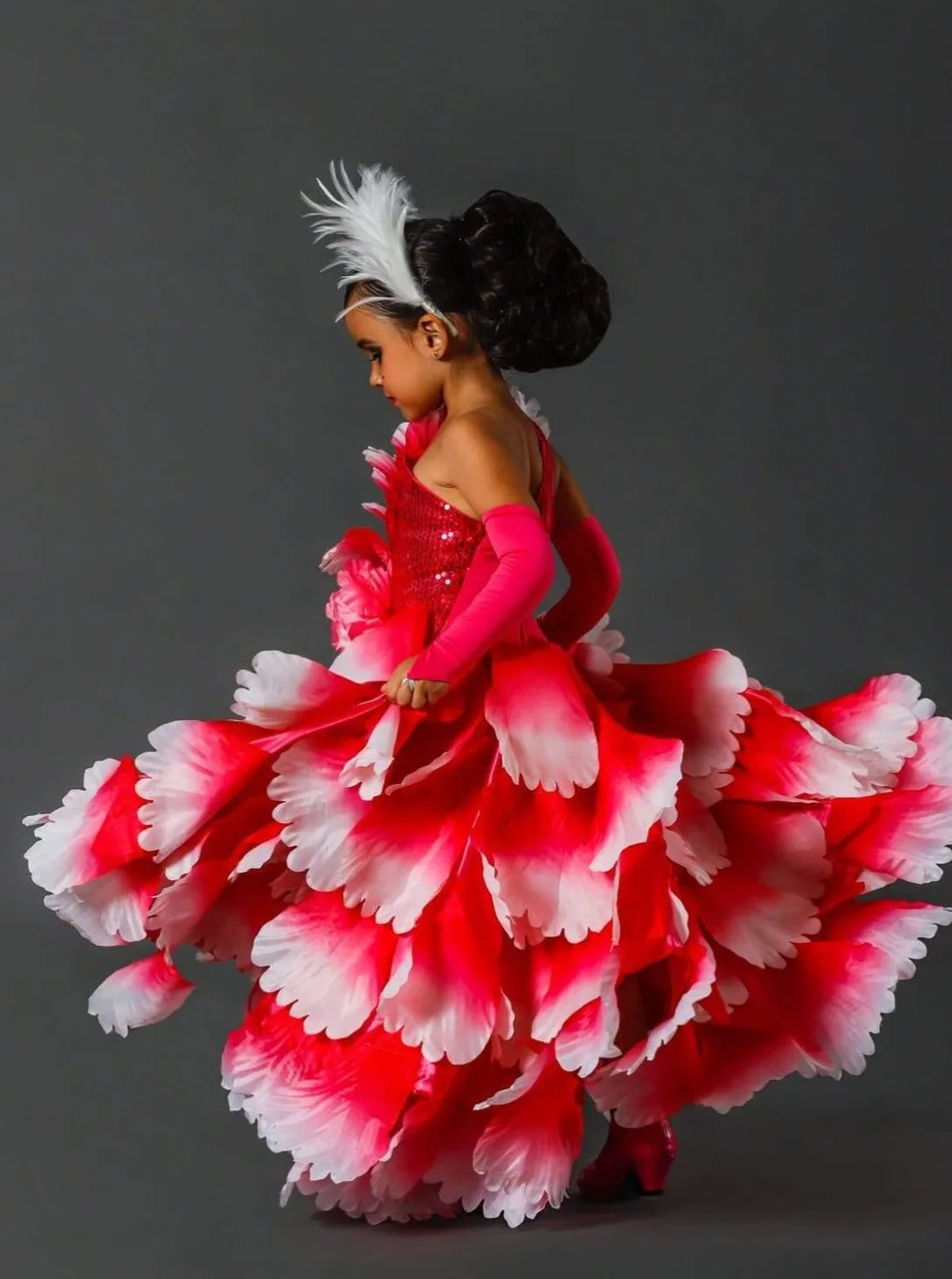 Girls Deluxe Pink Spanish Flamenco Dancer Costume