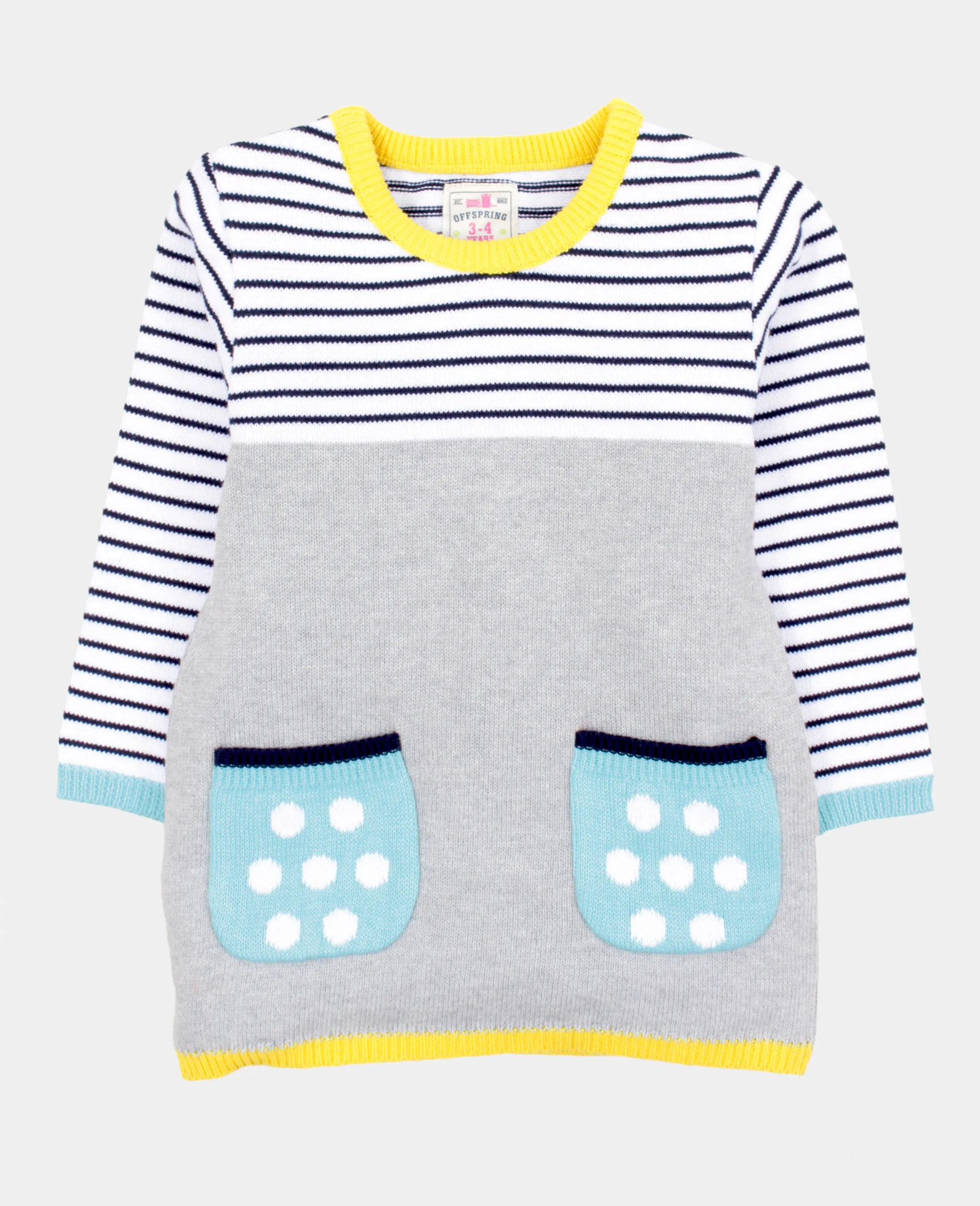 Girls Striped Block Sweater Dress