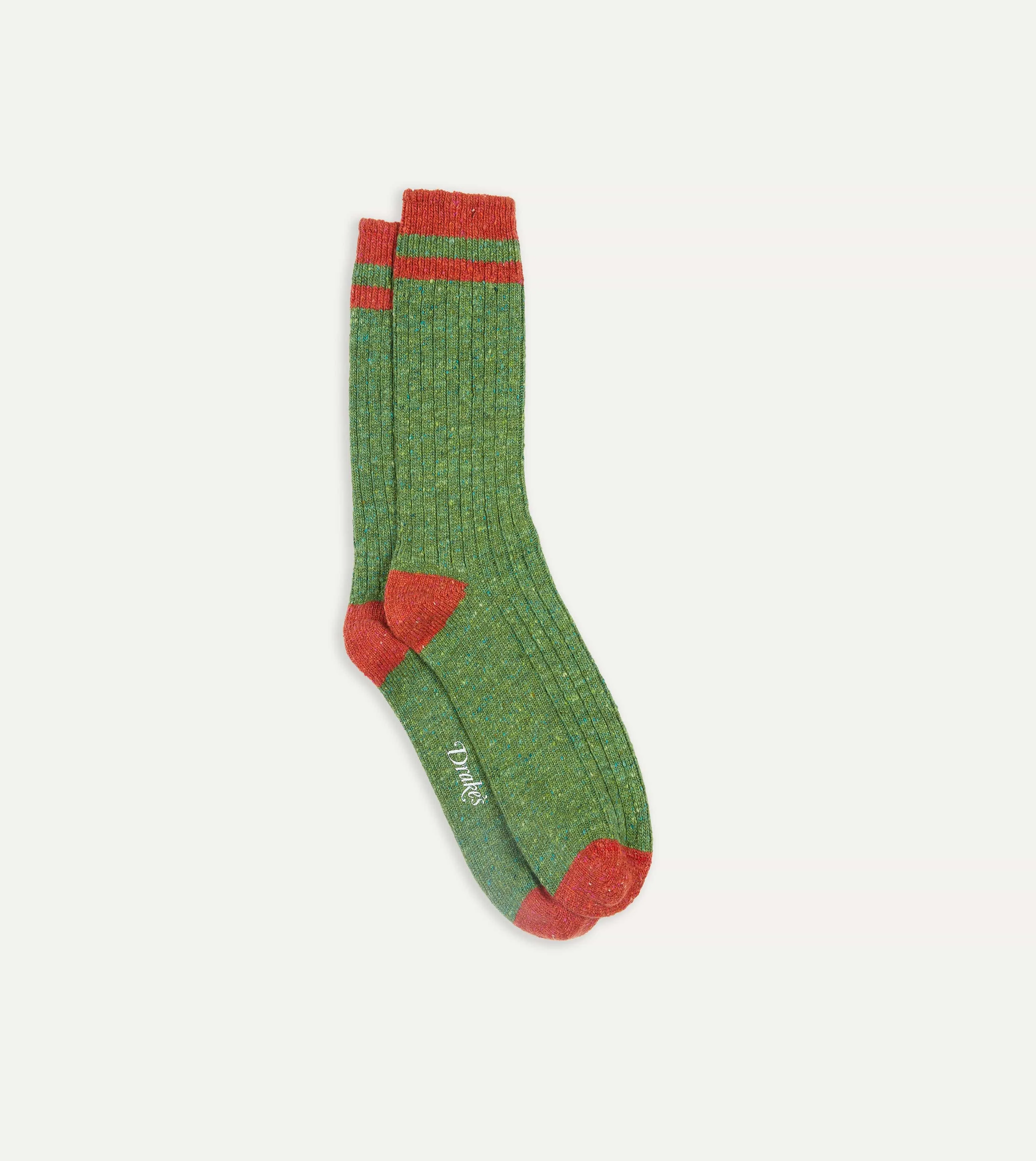 Green Striped Donegal Wool Socks