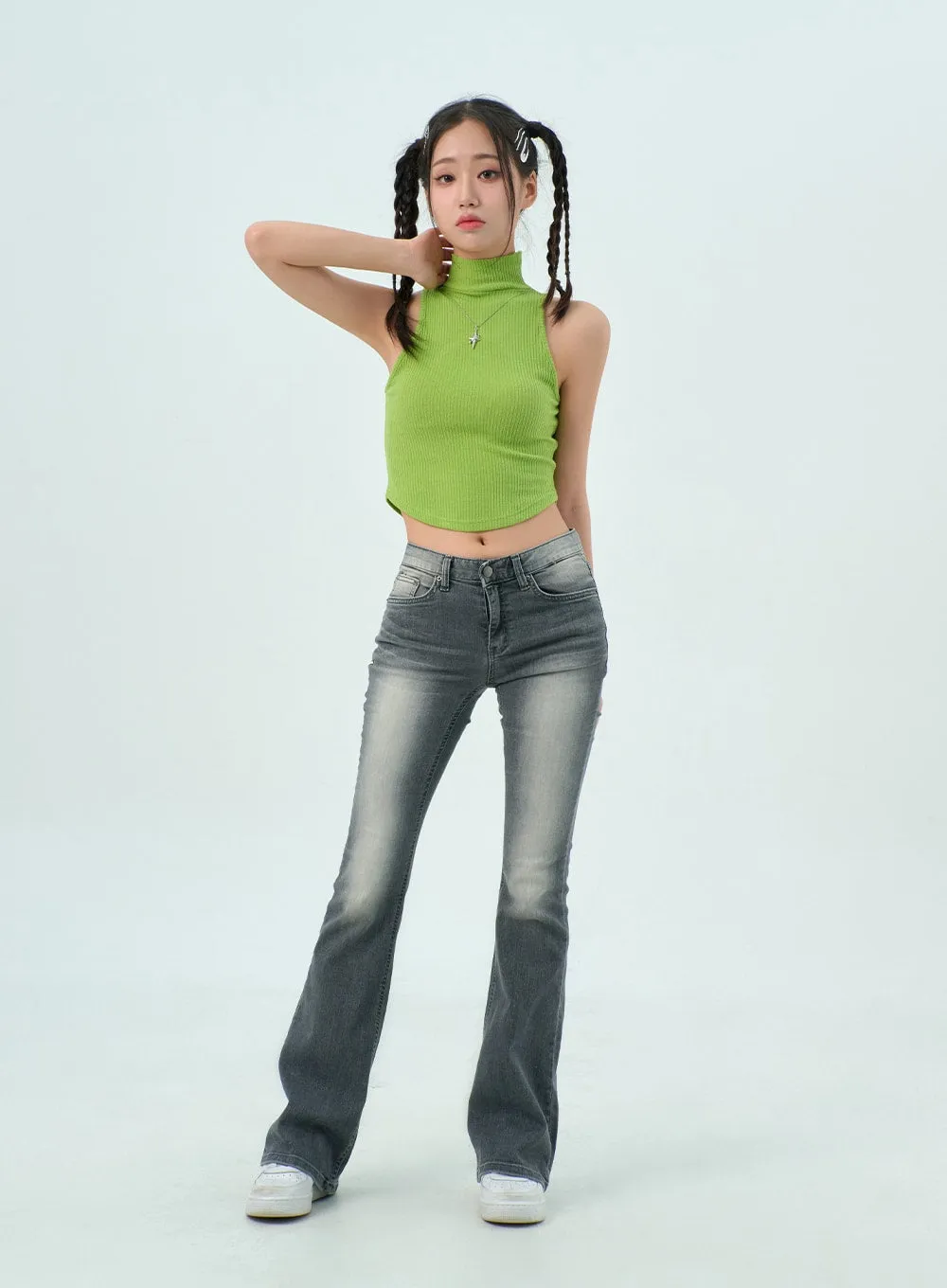 Grey Bootcut Jeans BY322