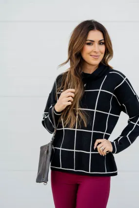 Grid Turtleneck Sweater