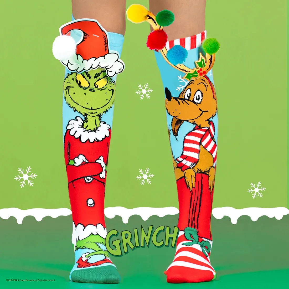 Grinch and Max Knee High Christmas Socks