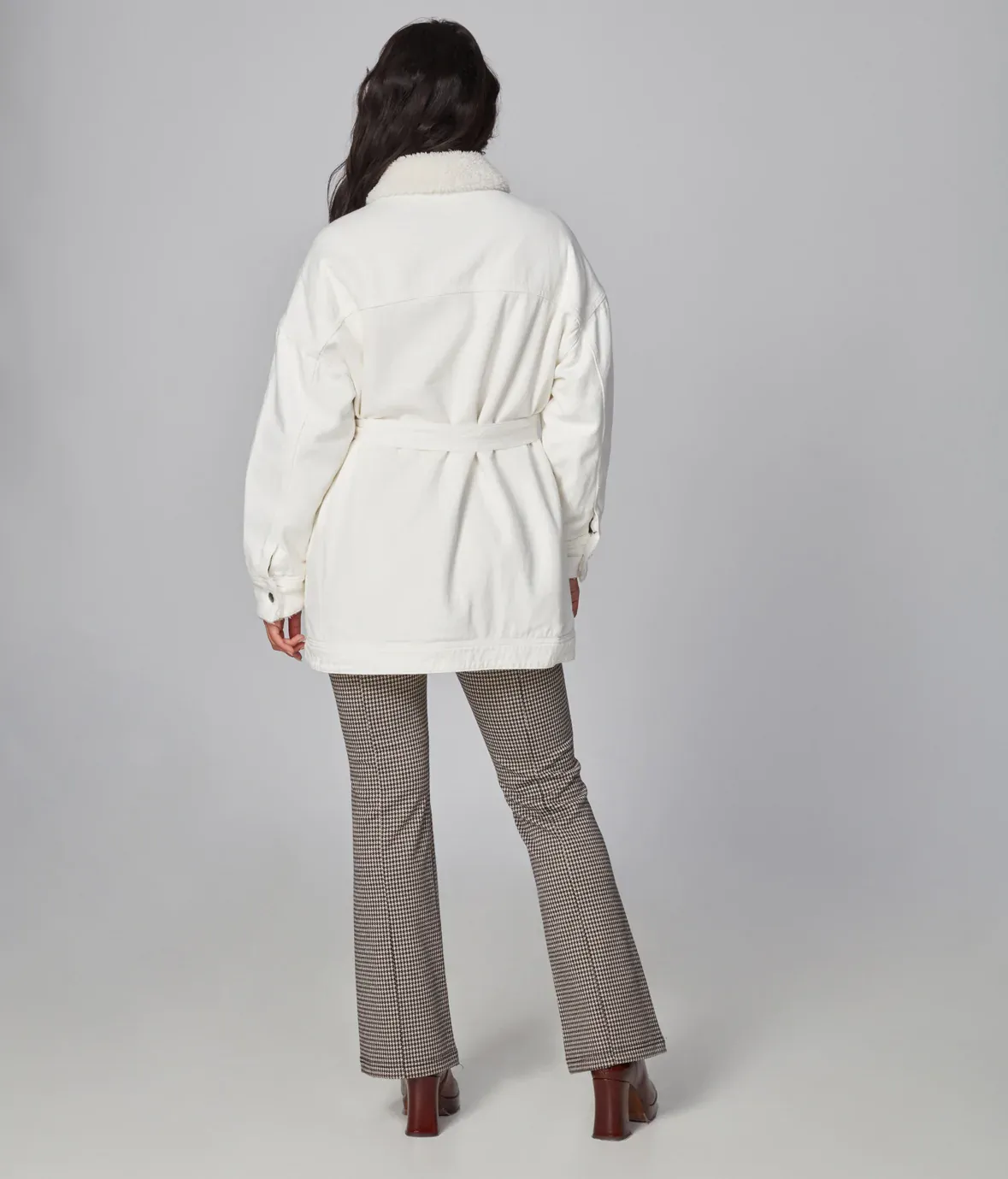 Hayden Long Denim Sherpa Jacket - Ivory