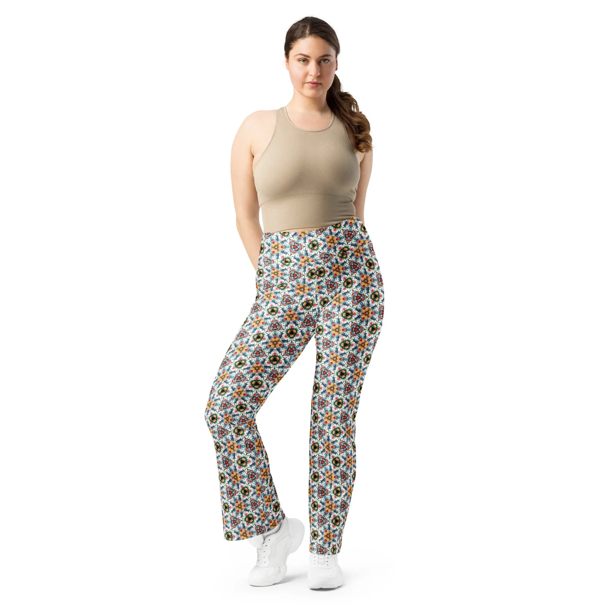 High-Rise Flared Leggings Tulips and Windmills