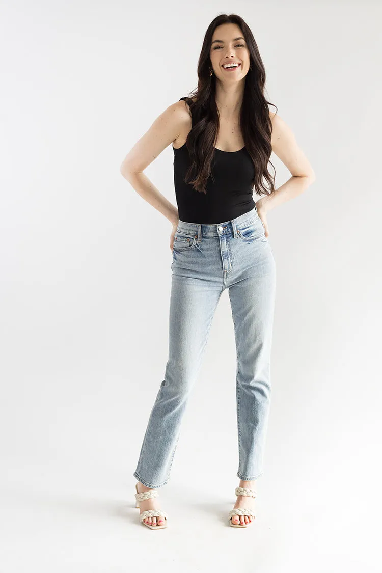 High Rise Slim Straight "Wink" Wash Jean