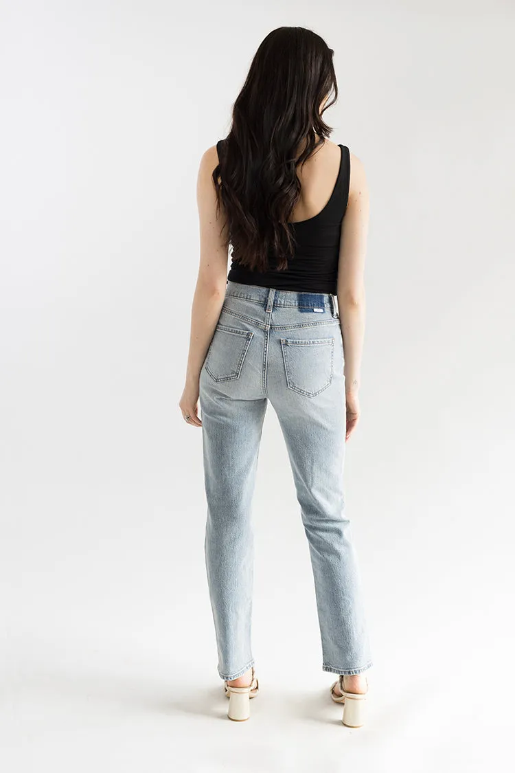 High Rise Slim Straight "Wink" Wash Jean