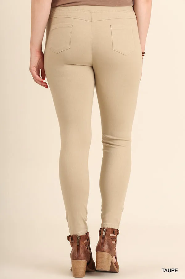 High Waist Distressed Jeggings, Taupe