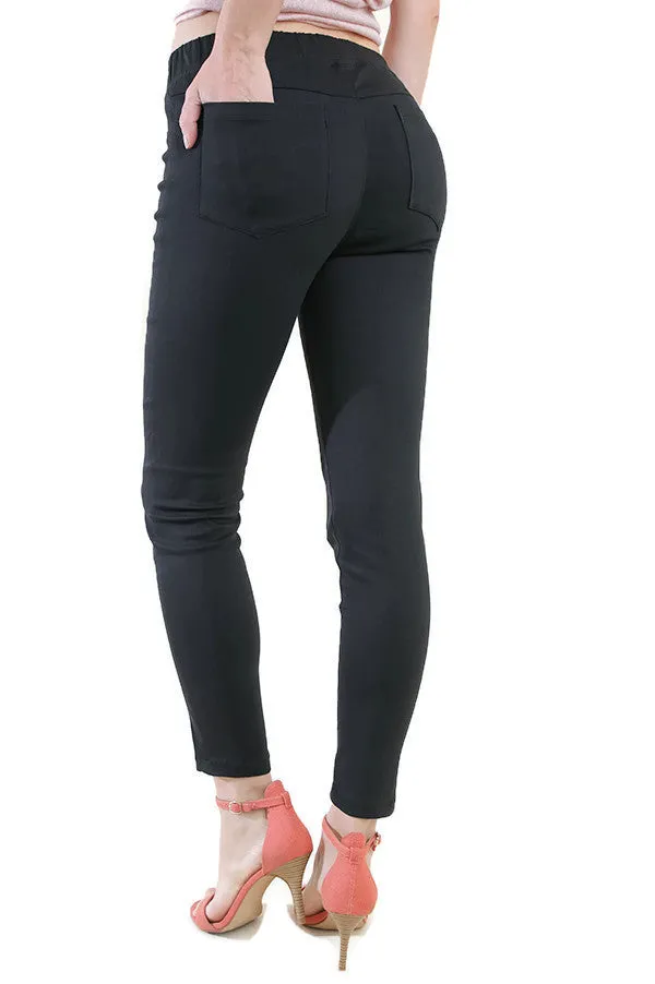 High Waist Leggings with Lace Up Details, Black