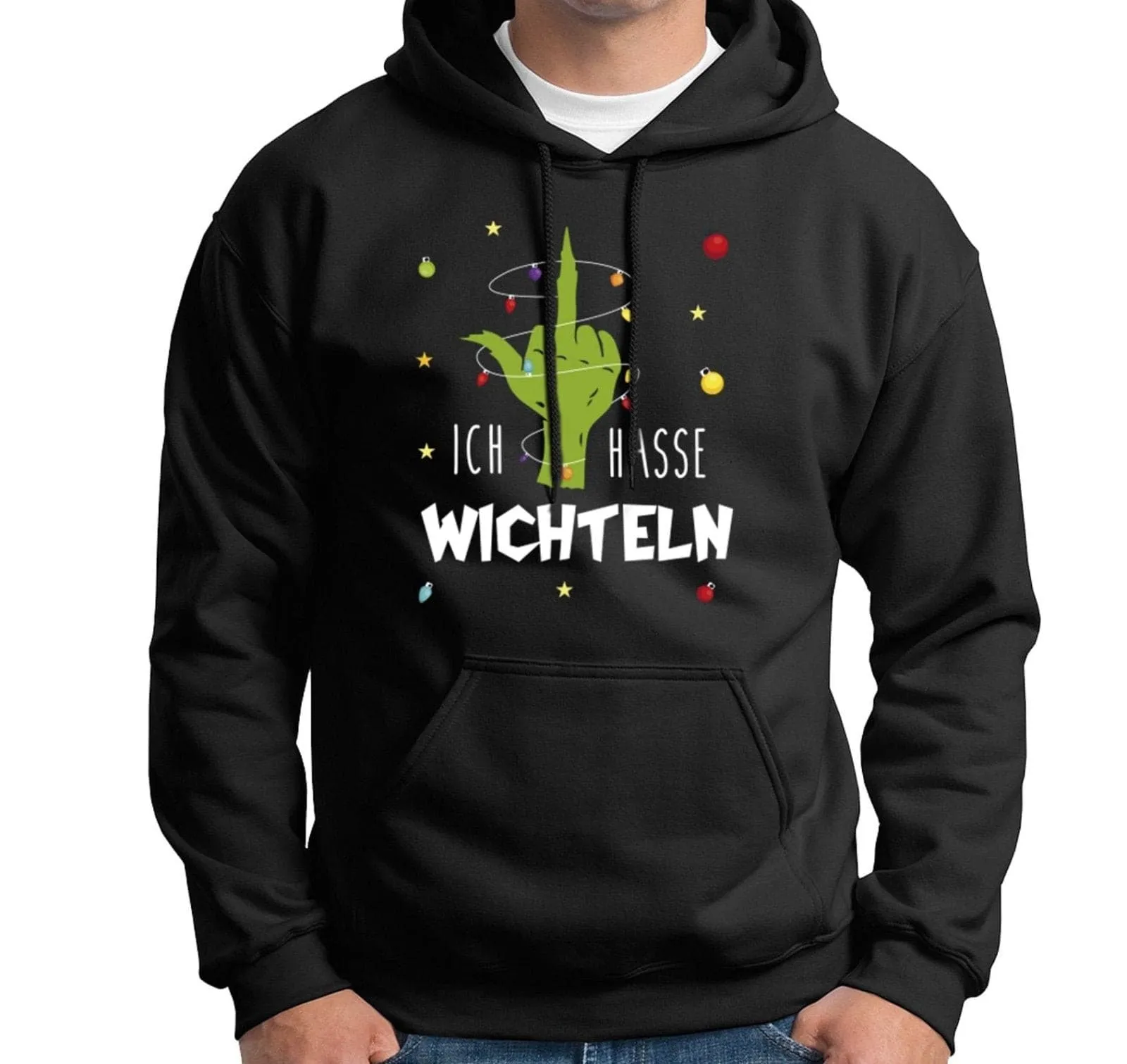 Hoodie - Grinch - Ich hasse Wichteln (Mittelfinger)