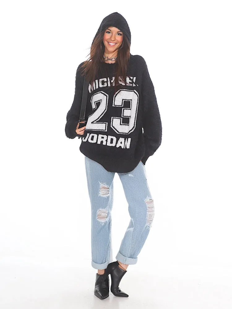 Hoodie Sporty Mohair sweater long sleeve oversize pull over sweater ashore shop