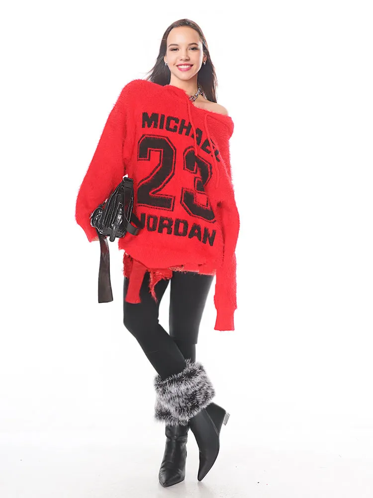 Hoodie Sporty Mohair sweater long sleeve oversize pull over sweater ashore shop