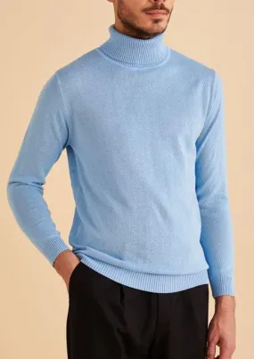 Inserch Cotton Blend Slim Fit Turtleneck Sweater Blue Mist 4808