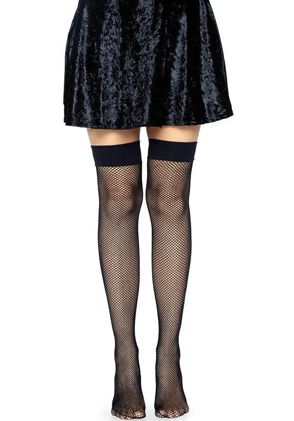 Joy Fishnet [Black] | THIGH HIGH STOCKINGS