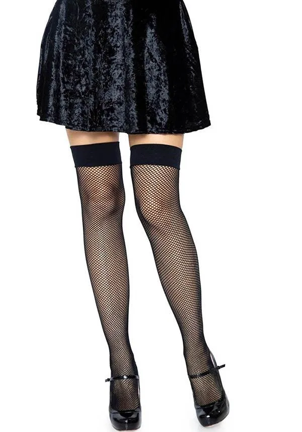 Joy Fishnet [Black] | THIGH HIGH STOCKINGS