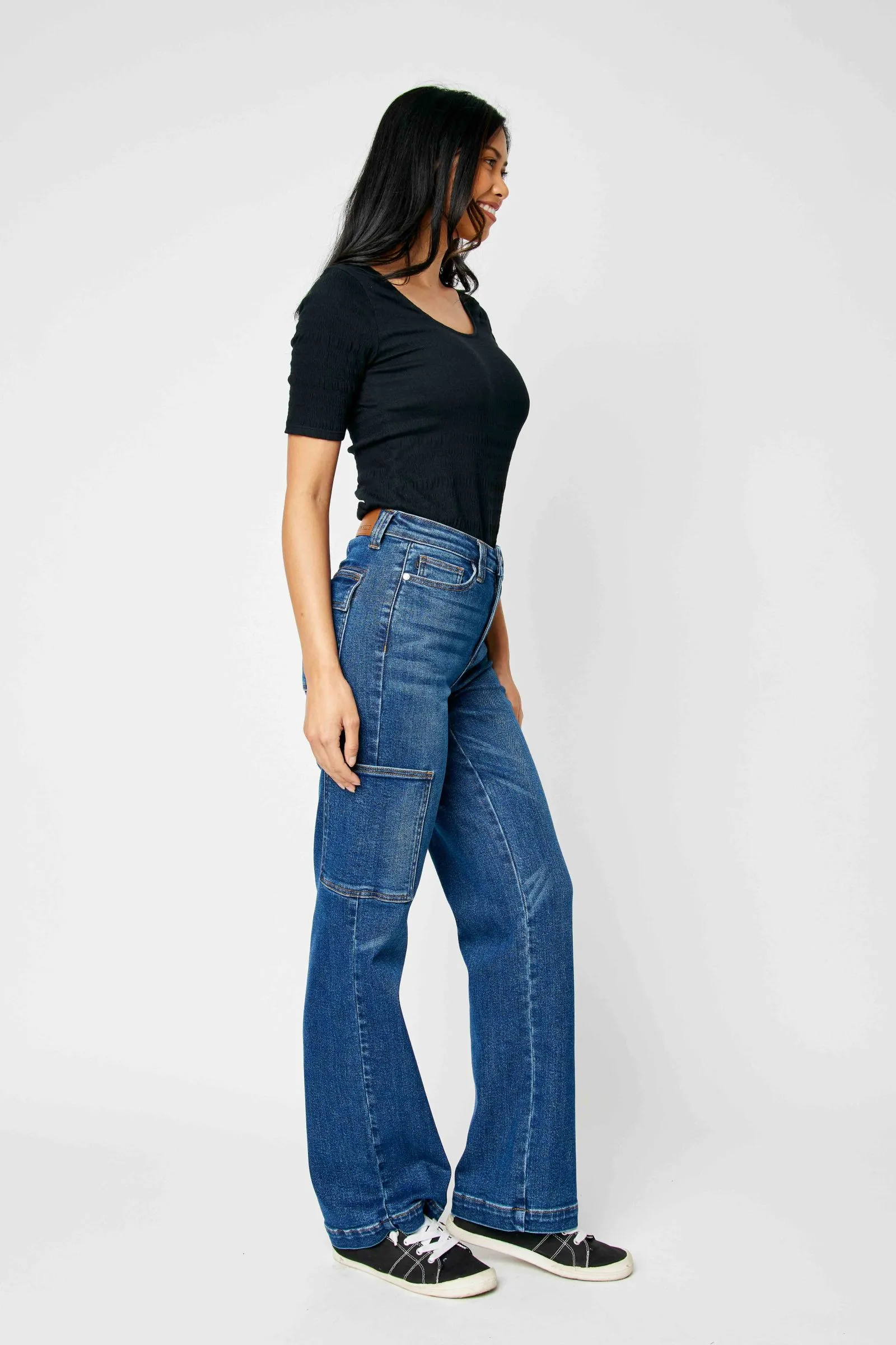 Judy Blue High waist cargo wide leg jeans