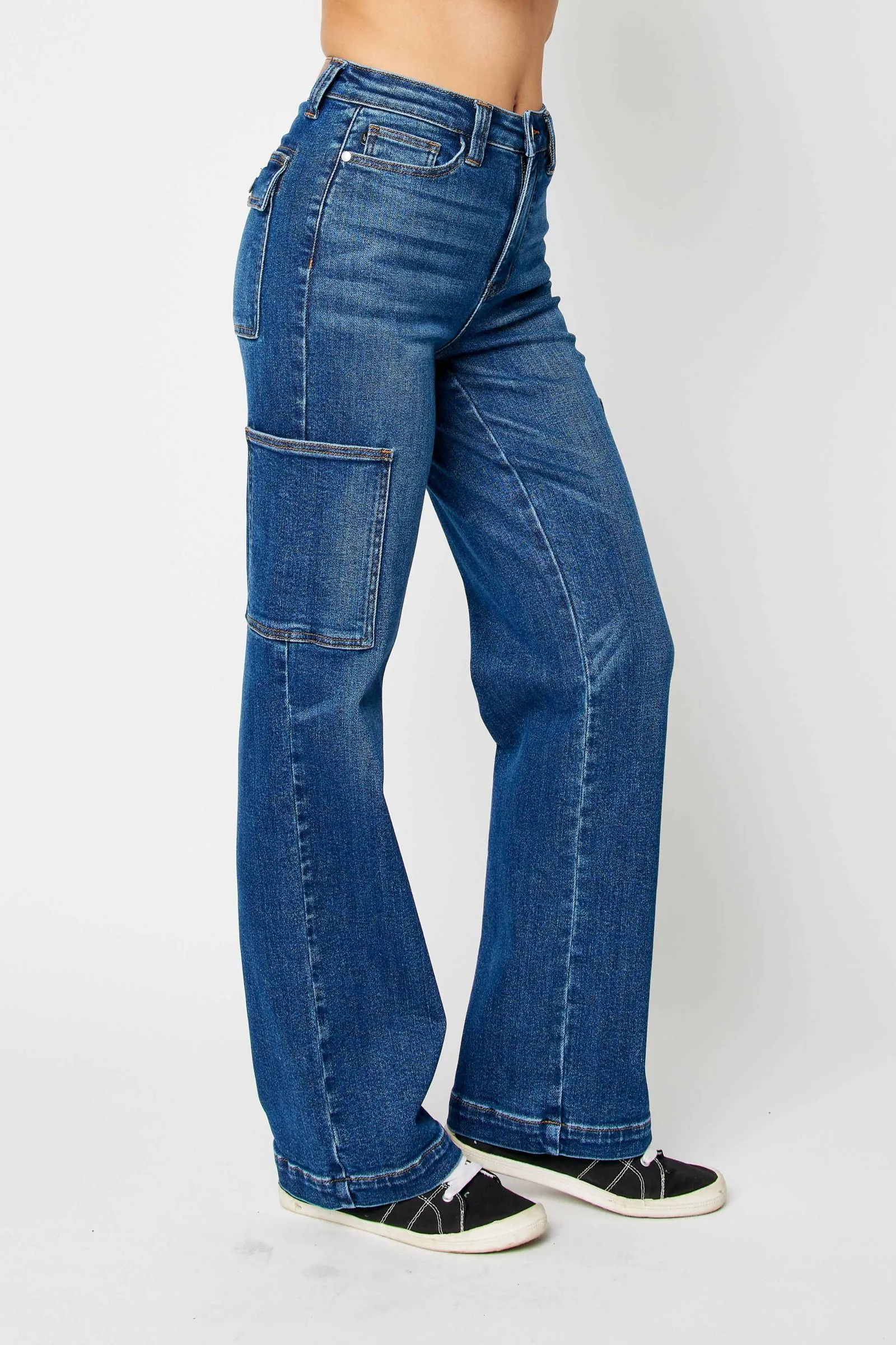 Judy Blue High waist cargo wide leg jeans