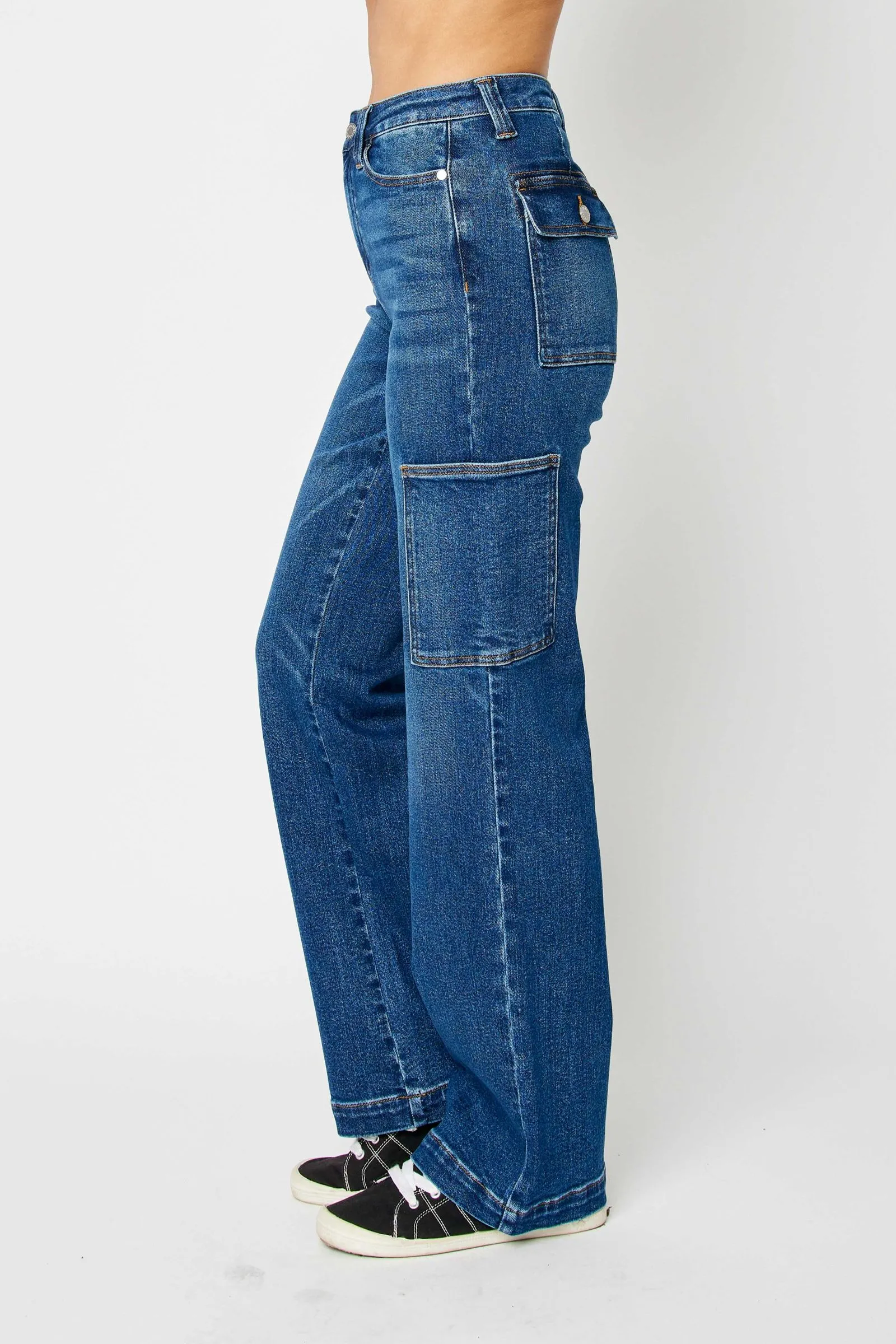 Judy Blue High waist cargo wide leg jeans