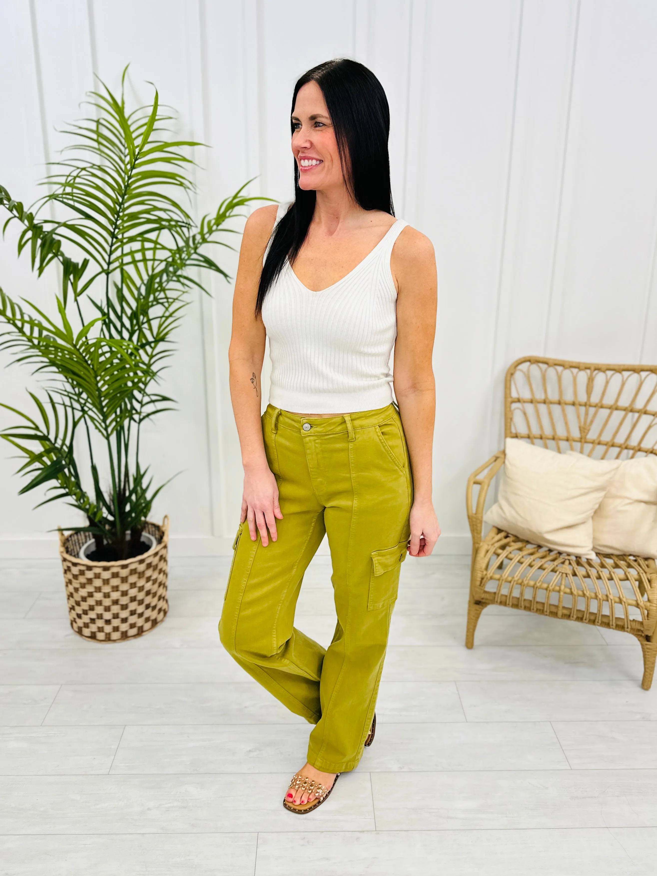 Judy Blue REG/CURVY Matcha Made in Heaven Straight Leg Cargo Jeans