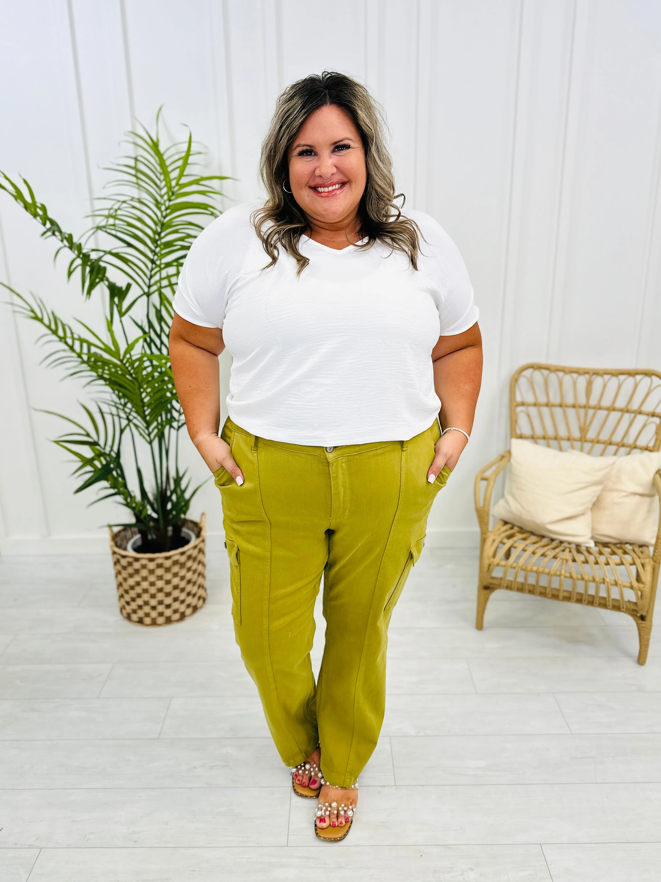 Judy Blue REG/CURVY Matcha Made in Heaven Straight Leg Cargo Jeans