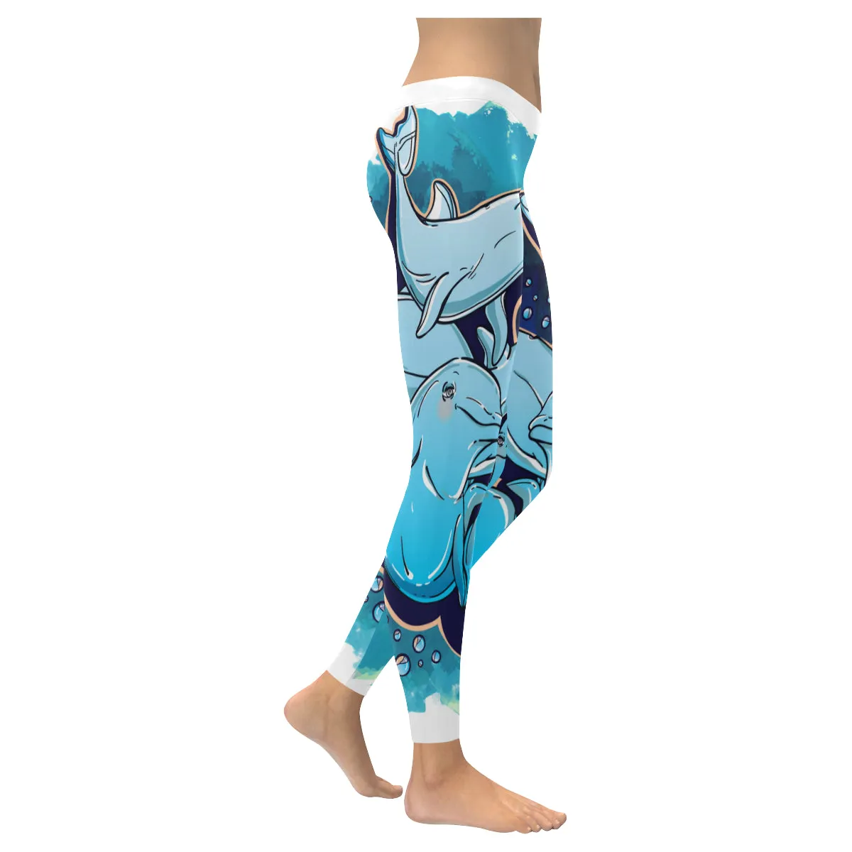 jumping dolphins Women's Low Rise Leggings (Invisible Stitch)