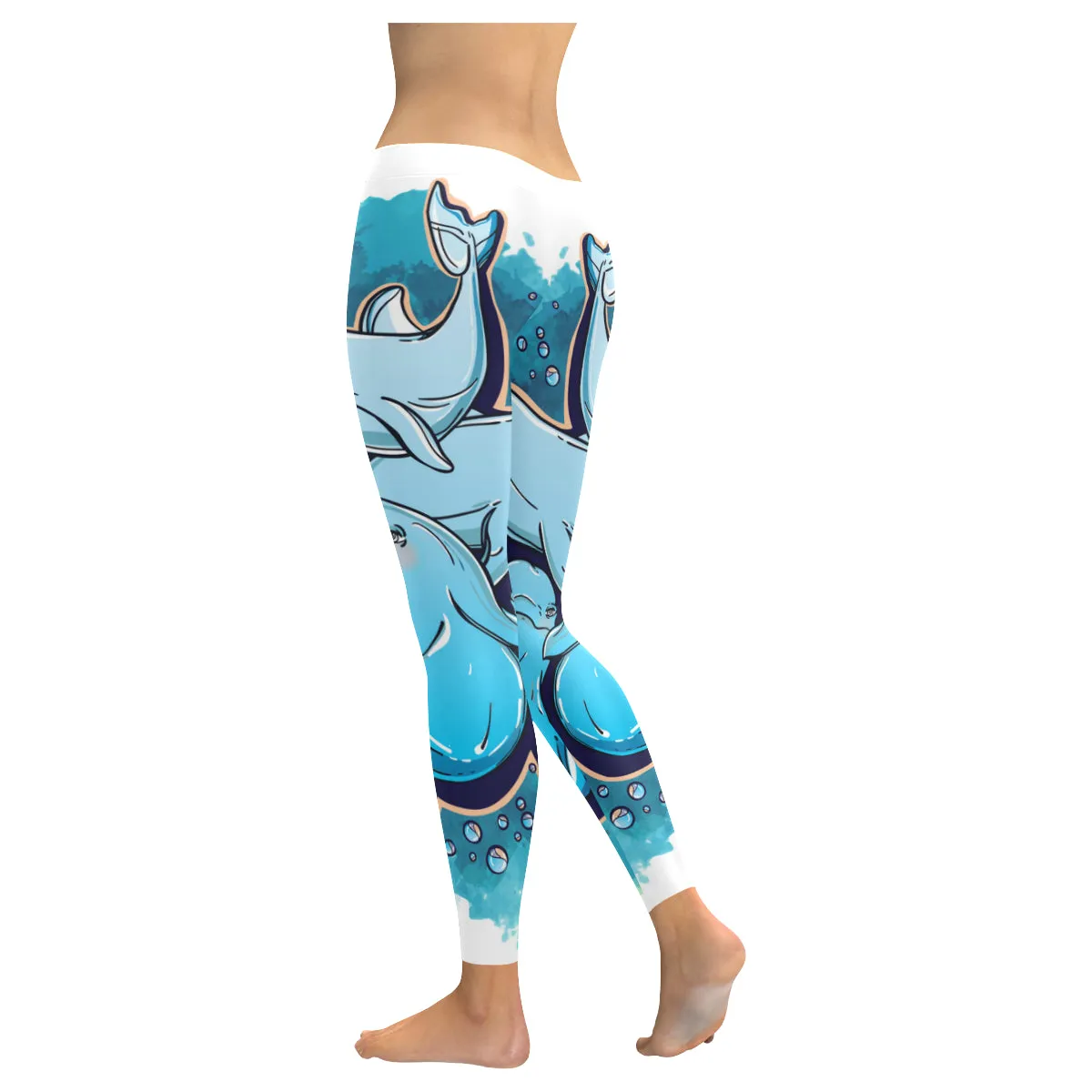 jumping dolphins Women's Low Rise Leggings (Invisible Stitch)