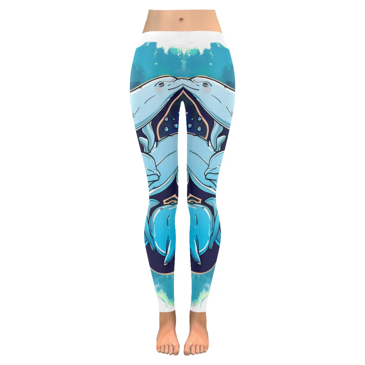 jumping dolphins Women's Low Rise Leggings (Invisible Stitch)