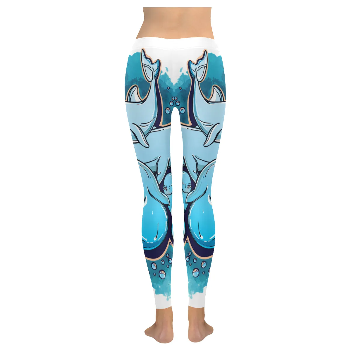 jumping dolphins Women's Low Rise Leggings (Invisible Stitch)