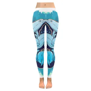 jumping dolphins Women's Low Rise Leggings (Invisible Stitch)