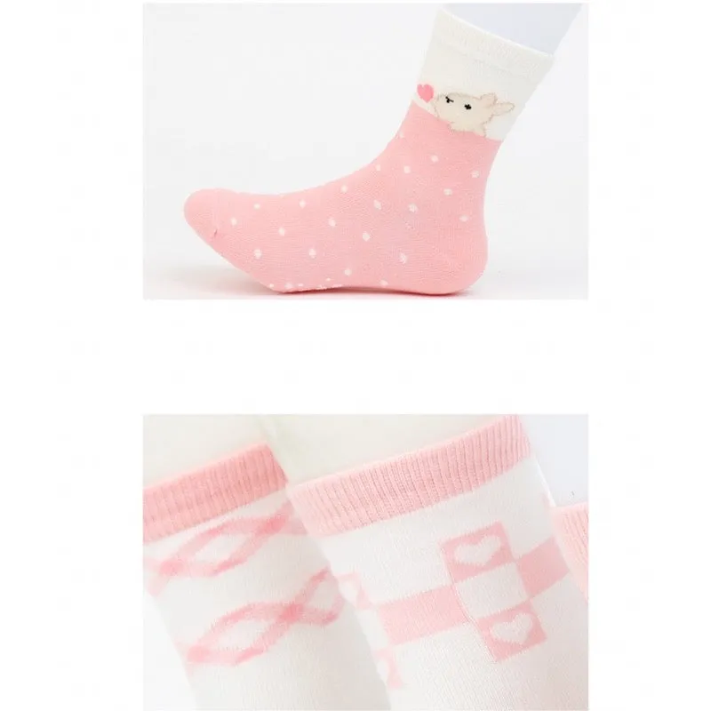 Kids Cotton Crew Socks Set-Pinkday