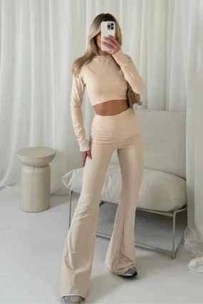 Kiera cream long sleeve top loungewear set