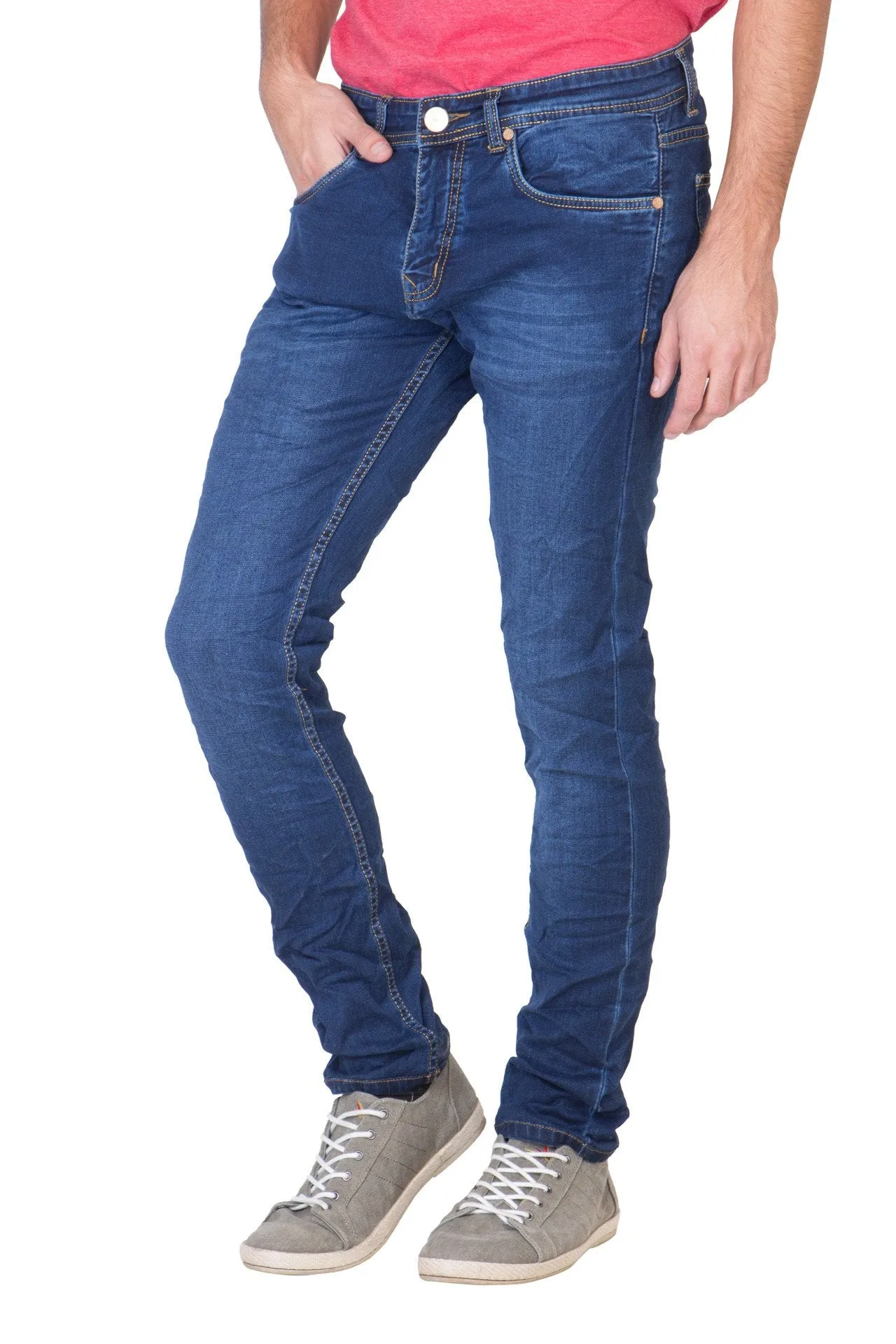 KROSSSTITCH Men's Straight Fit Denim Blue Jeans