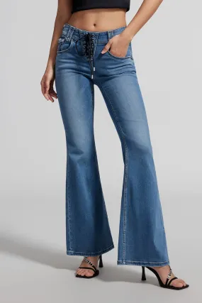 Lace-Up Bootcut Pants With Acetate