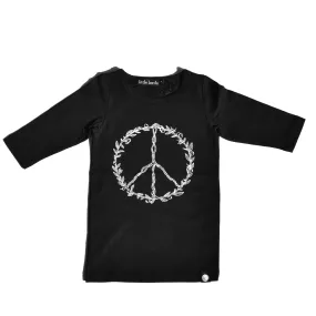 Little Lords Black Peace Raglan Dress