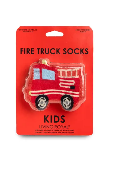 Living Royal Fire Truck 3D Kids Crew Socks