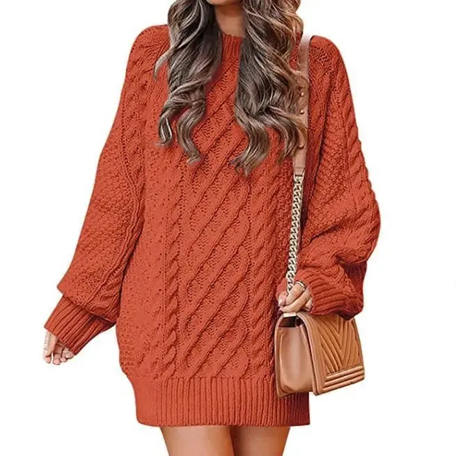 Long Sleeve Twisted Knitted Sweater Dress