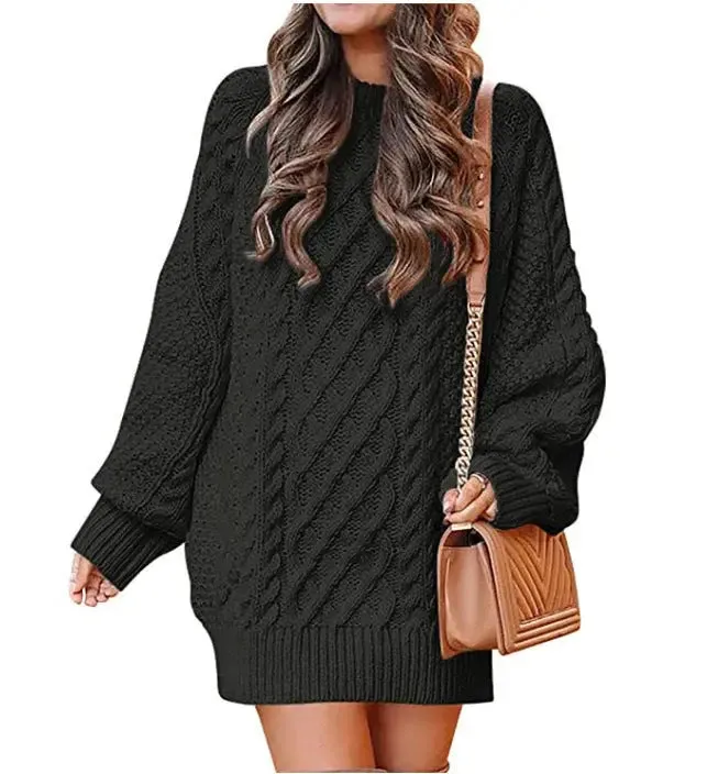 Long Sleeve Twisted Knitted Sweater Dress