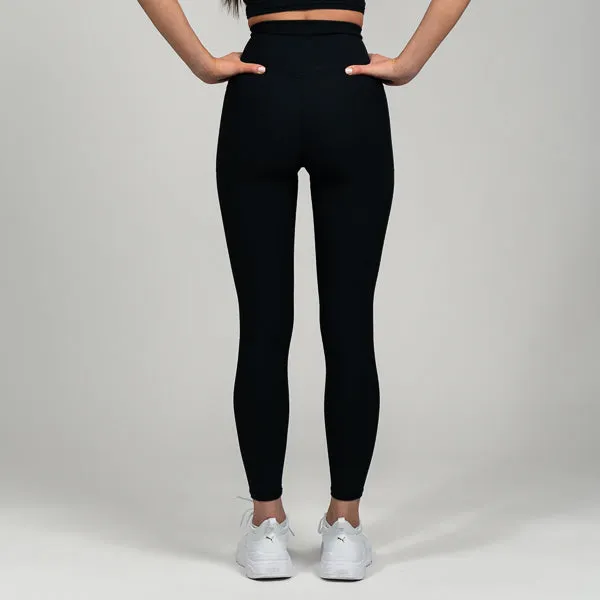 Lucia Ribbed V Belt - Onyx Leggings