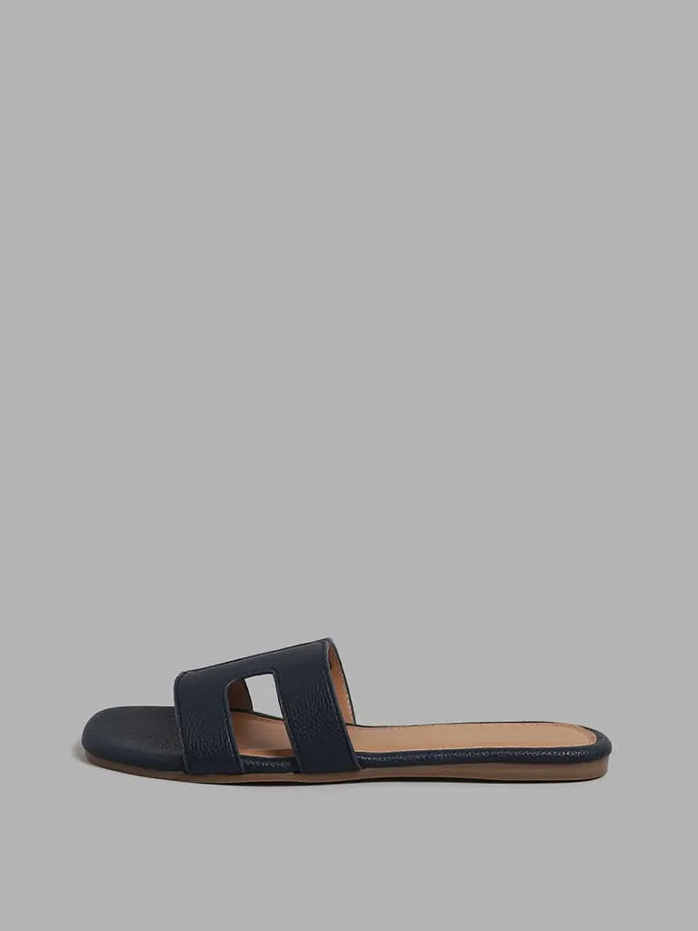 LUNA BLU Navy Slip-On Sandals