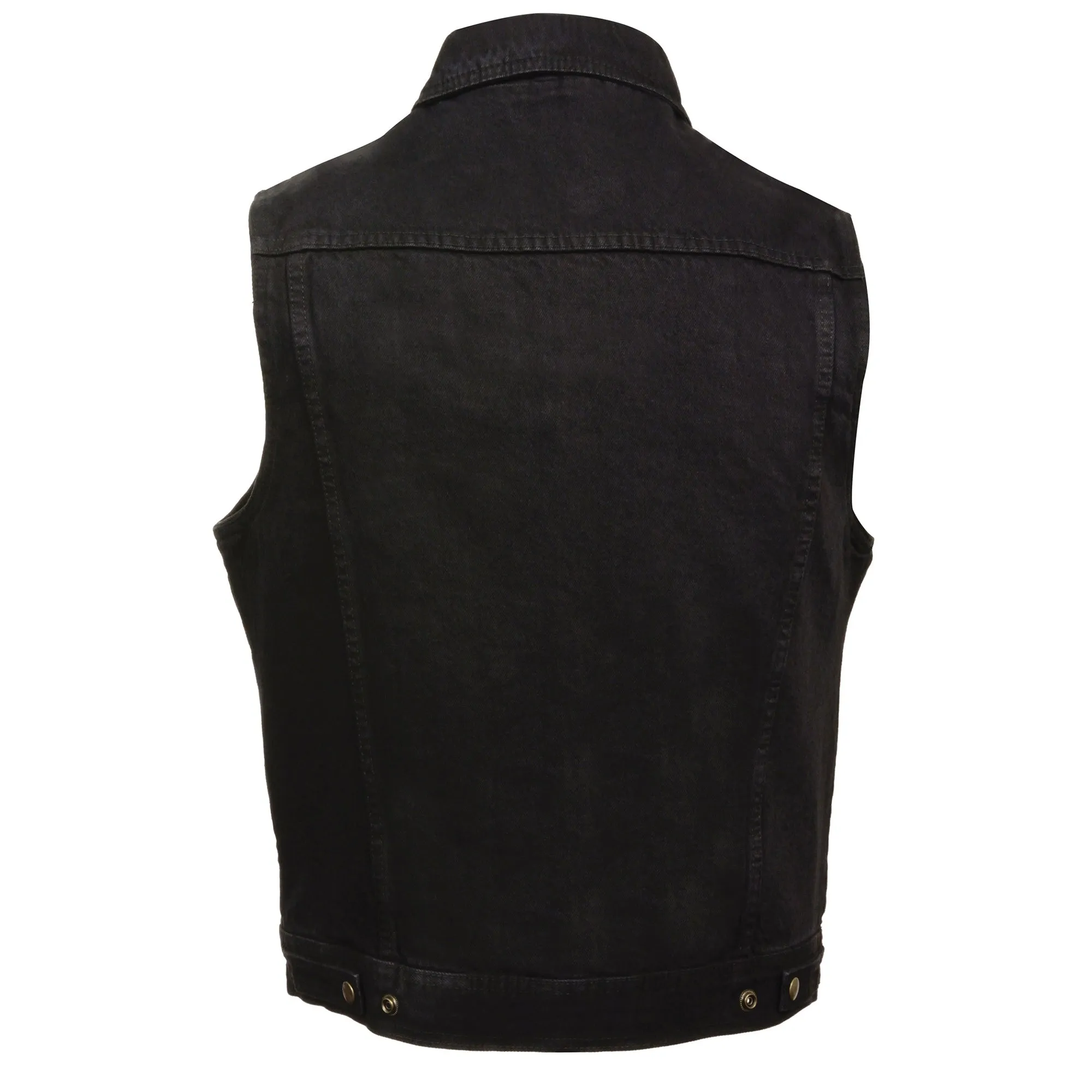 Men's Snap Front Denim Vest w/ Shirt Collar