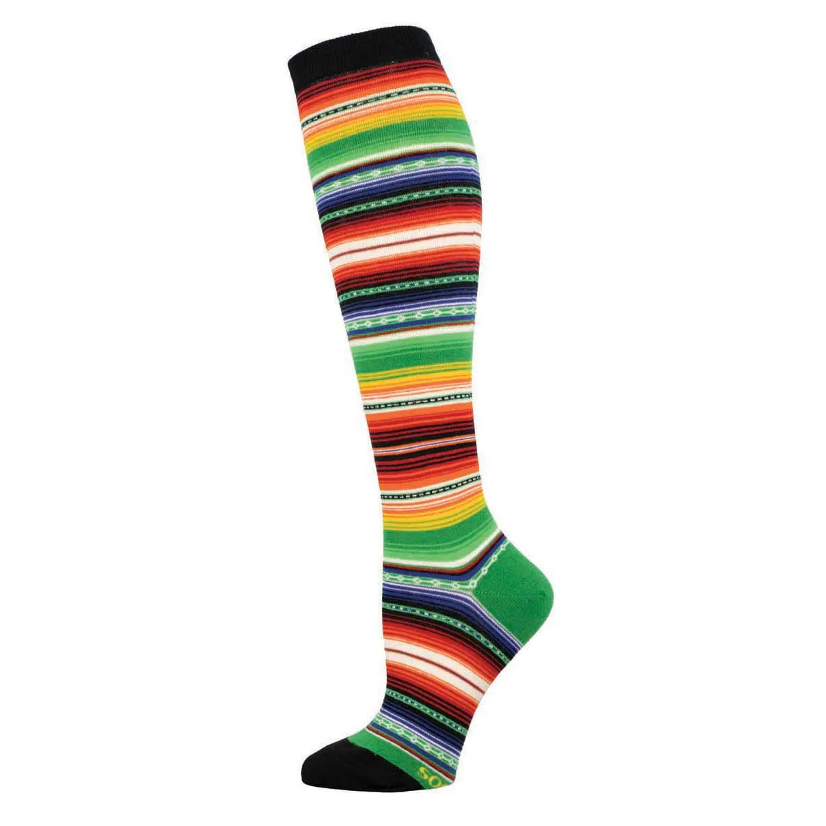 Mexican Serape (Black) Women's Knee Highs