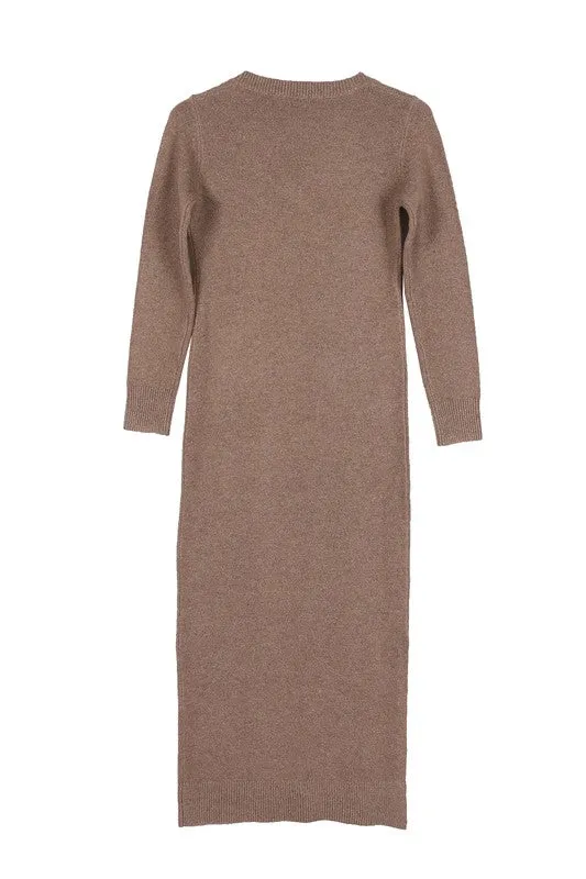 Mia V neck sweater maxi dress