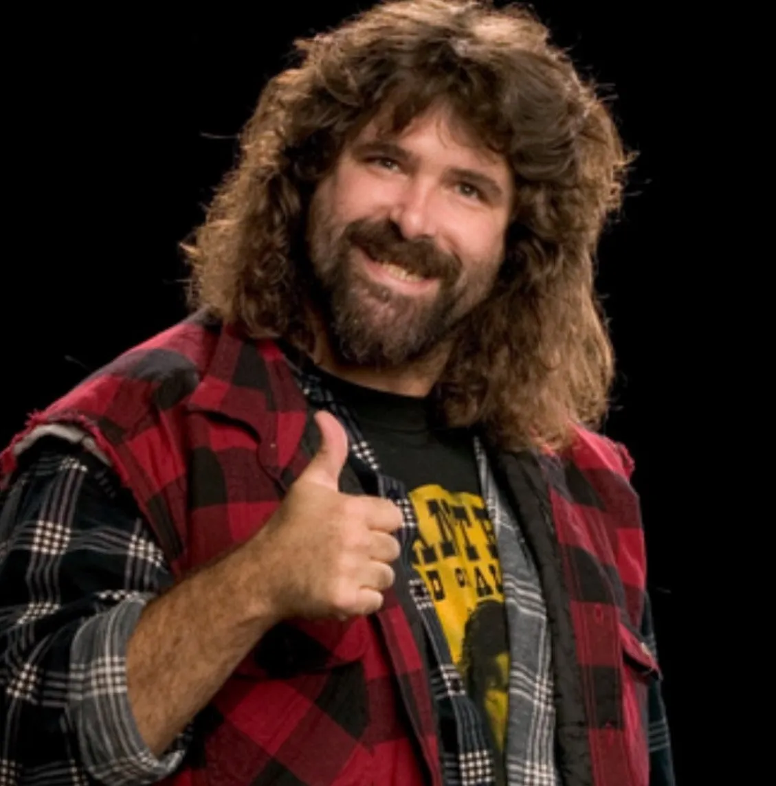 Mick Foley Autographed Sleeveless Buffalo Plaid Flannel Shirt Vest