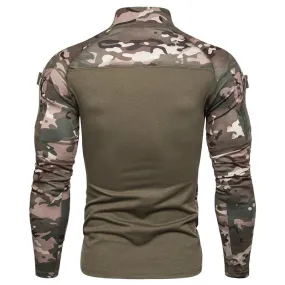 Military Turtleneck Printed Zipper T-Shirt