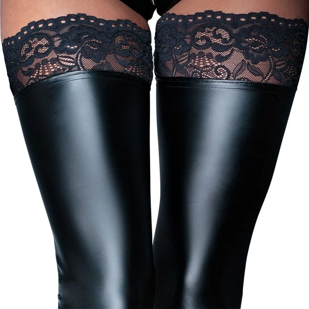 Noir Black Footless Lace Top Stockings