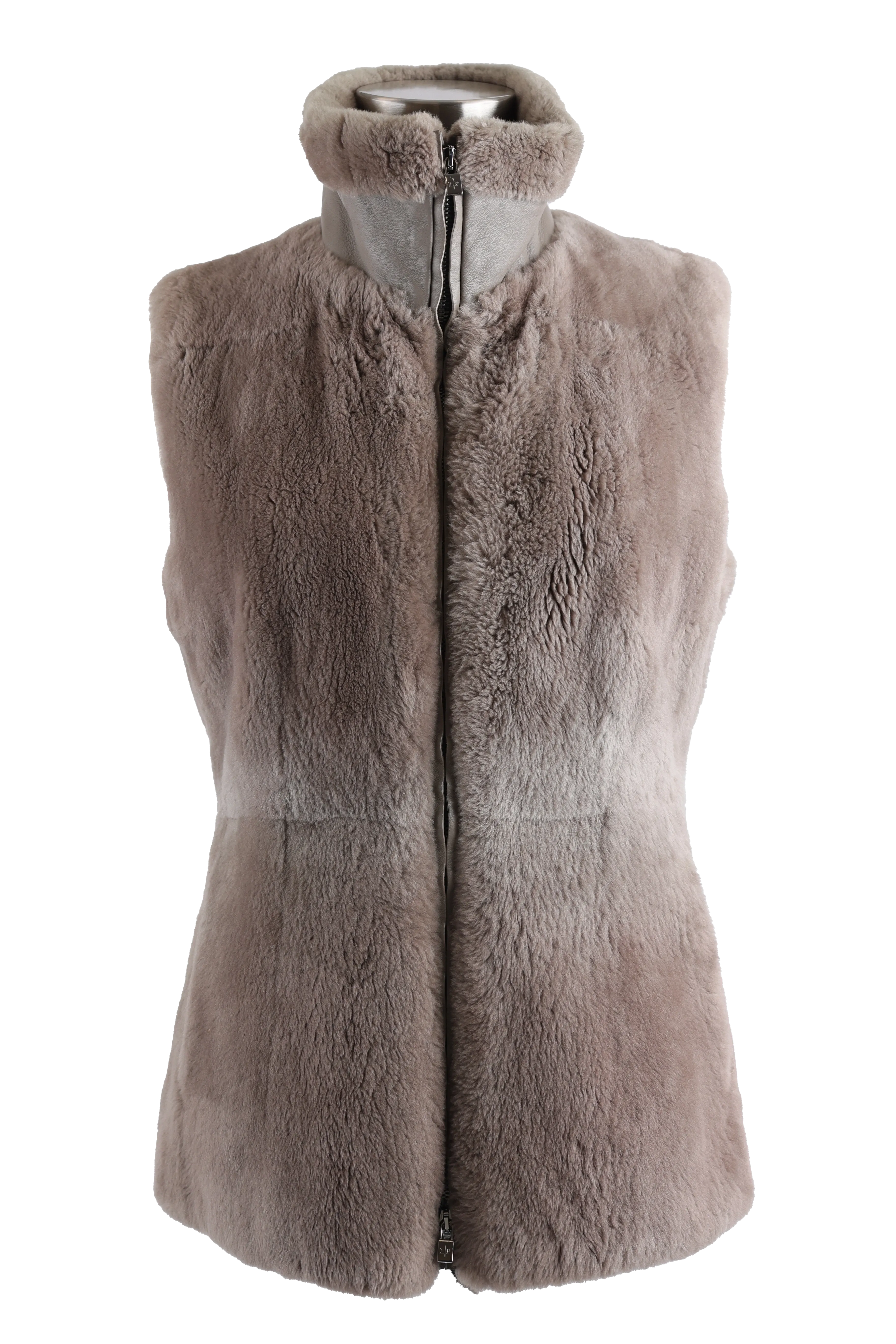 Nutria Fur Vest W/ Leather Trim