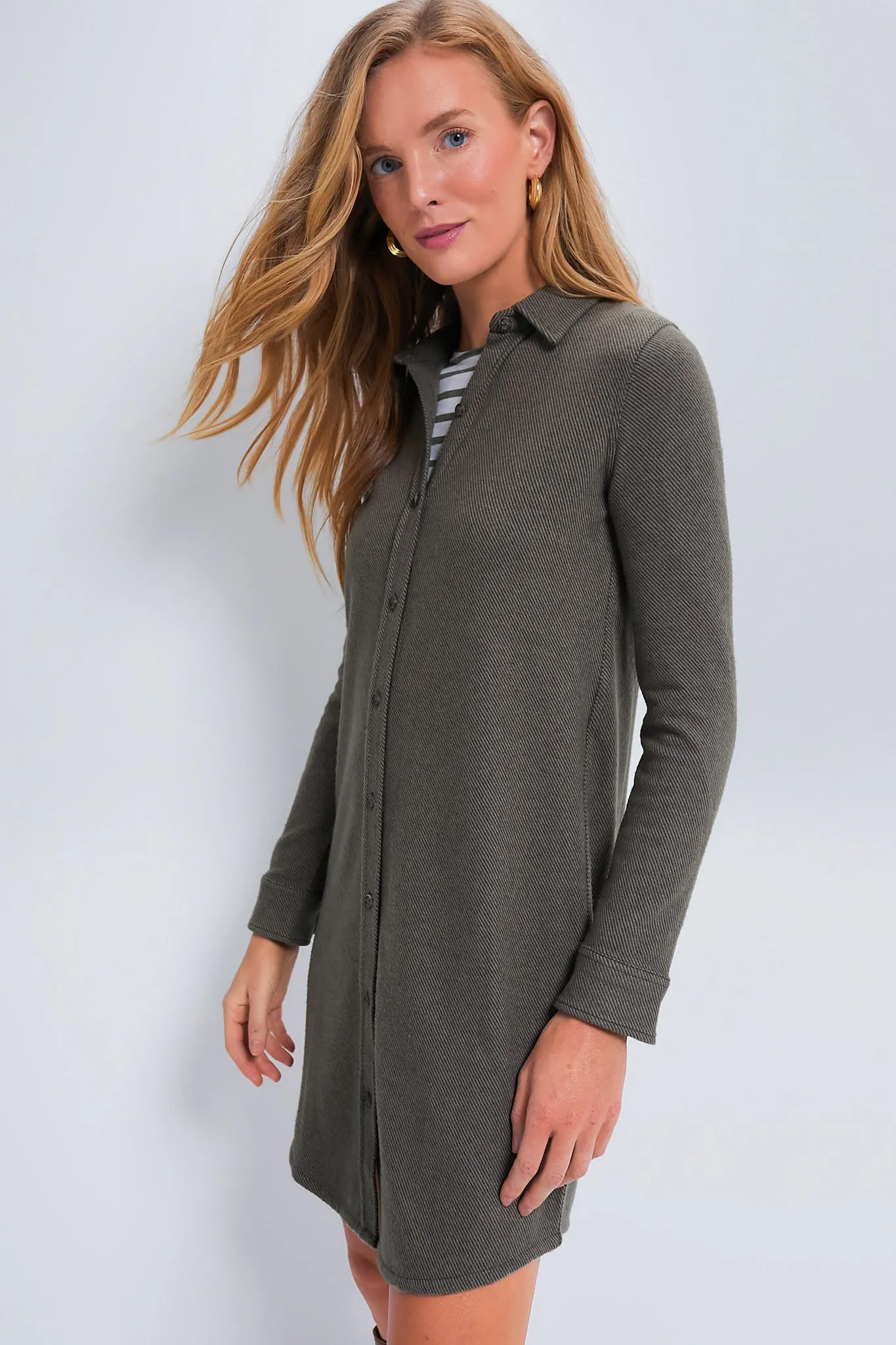 Olive Melange Twill Legend Sweater Dress